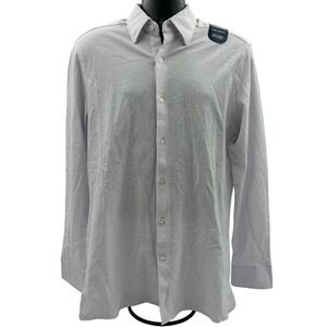 Men's Savile Row comfort knit slim fit button down SZ‎ 16 34-35. white knit